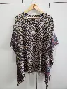 Beige & Indigo Geometric Natural Crepe Kaftan Top