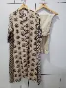Beige & Rust Red Peacock Motif Viscose Muslin Kurta Set