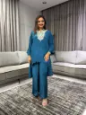 Royal Blue Pure HO Silk Embroidered Co-Ord Set