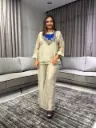 Champagne Beige Pure Shimmer Three-Piece Co-Ord Set