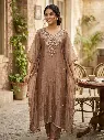 Mocha Brown Pure Glass Tissue Kurta Set