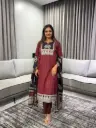 Maroon Premium Silly Cotton 3-Piece Suit Set