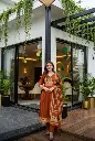 Rust Brown Premium Silly Cotton 3-Piece Suit Set