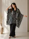 Monochrome Elegance Modal Silk Kaftan Tunic