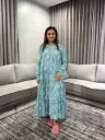 Firozi Paisley Printed Pure Cotton Anarkali Kurta