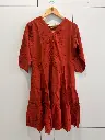 Rust Blossom Premium Cotton Tiered Dress