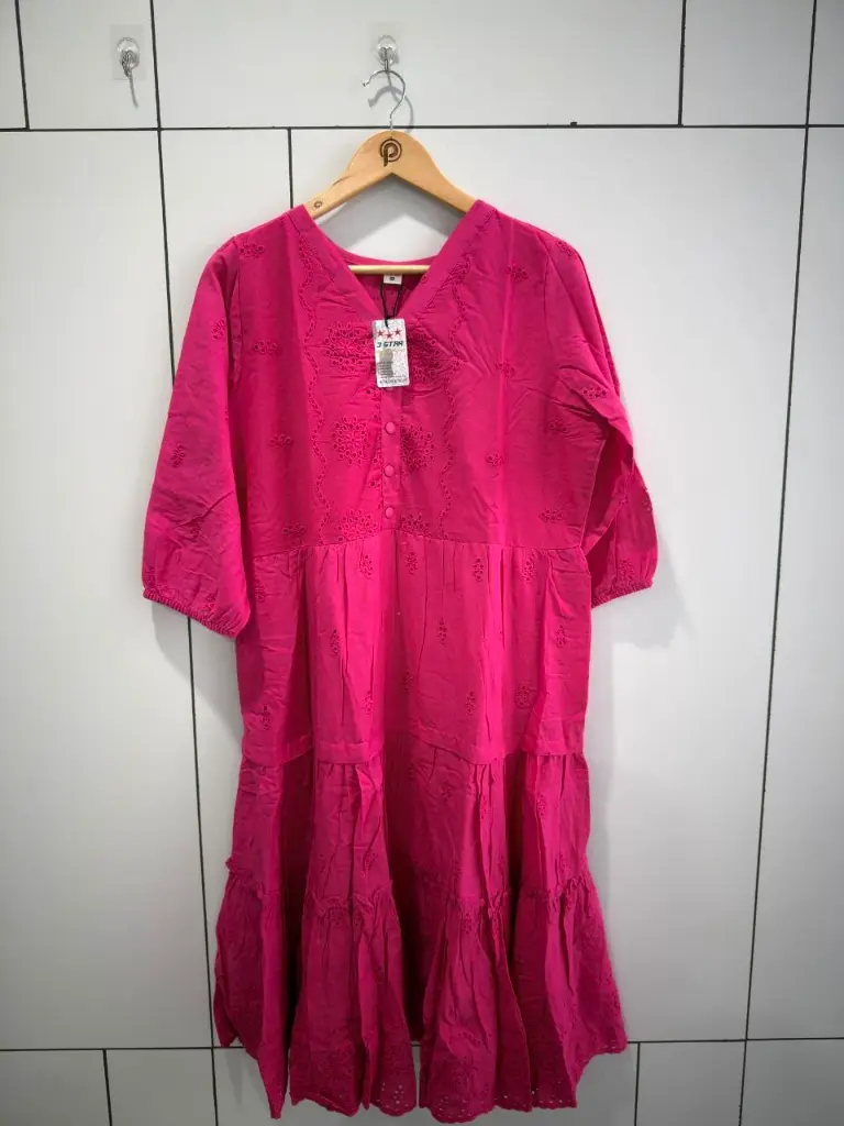Pink Bloom Broderie Cotton Dress