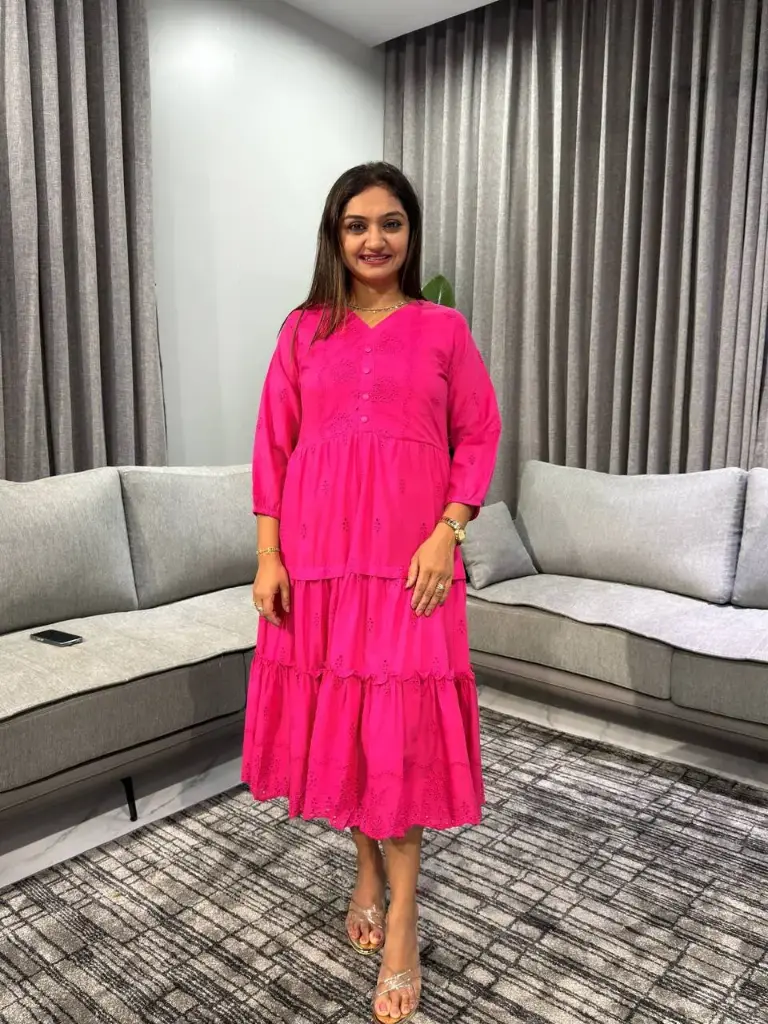 Pink Bloom Broderie Cotton Dress