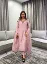 Dusty Mauve Hand-Beaded Banarasi Mull Chanderi Kurta Set