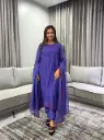 Royal Blue Hand-Beaded Pintuck Banarasi Mull Chanderi Set