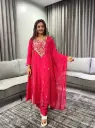 Royal Magenta Gold Embroidered Kurta Set