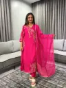 Fuchsia Gold Floral Festive Kurta Set