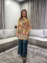 Multicolor Kalamkari Print Sleeveless Crepe Co-ord Set