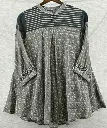 Charcoal Grey Leaf Print Pure Muslin Tunic