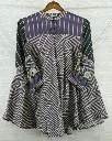 Midnight Purple & Cream Abstract Geometric Pure Muslin Tunic