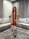 Rust & Indigo Polka Dot Striped Natural Crepe Co-ord Set