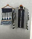 Indigo & Rust Polka Dot Striped Natural Crepe Co-ord Set