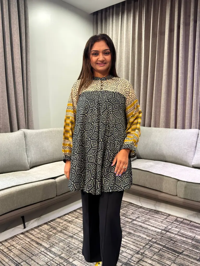 Mustard Geo Pure Muslin Tunic