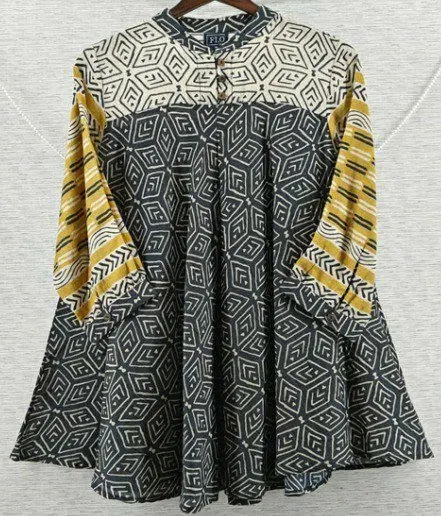 Mustard Geo Pure Muslin Tunic