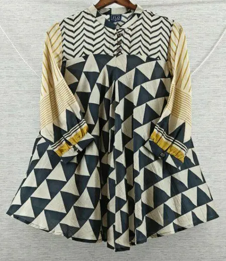 Premium Muslin Geometric Flared Tunic