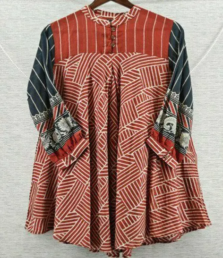 Premium Rust Stripe Muslin Tunic