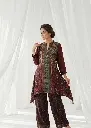 Regal Burgundy Paisley Crepe Cord Set
