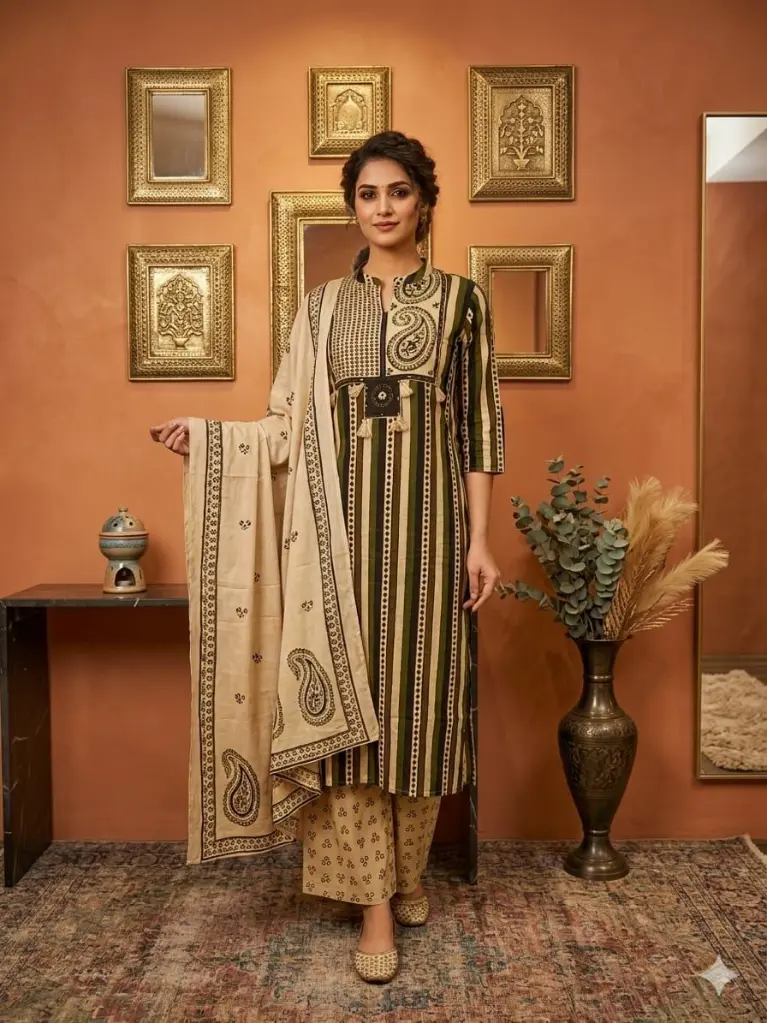 Rustic Olive Heritage Cotton 3-piece Set