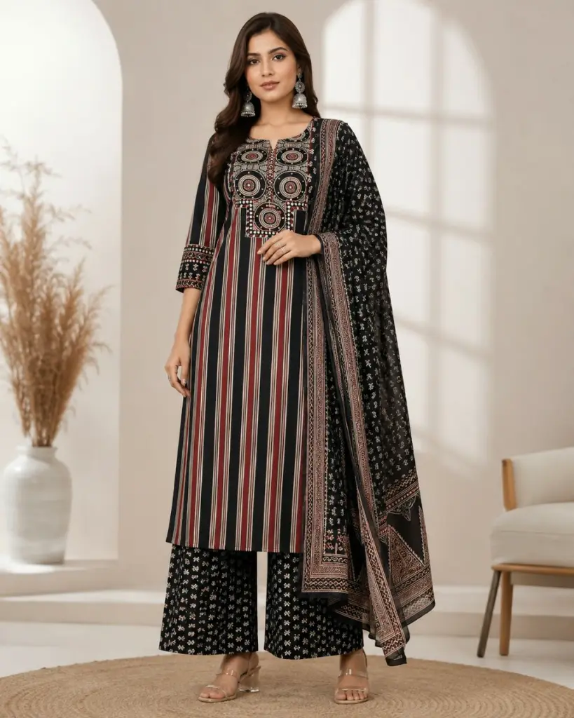 Black Heritage Stripe Pure Cotton 3-Piece Set