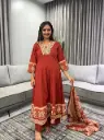 Maroon Heritage Hand-Block Pure Cotton 3-Piece Set