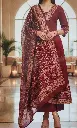 Maroon Heritage Hand-Block Pure Cotton 3-Piece Set