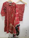 Brick Red Kalamkari Floral Block Print Pure Cotton Kurta Set