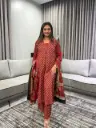 Brick Red Kalamkari Floral Block Print Pure Cotton Kurta Set