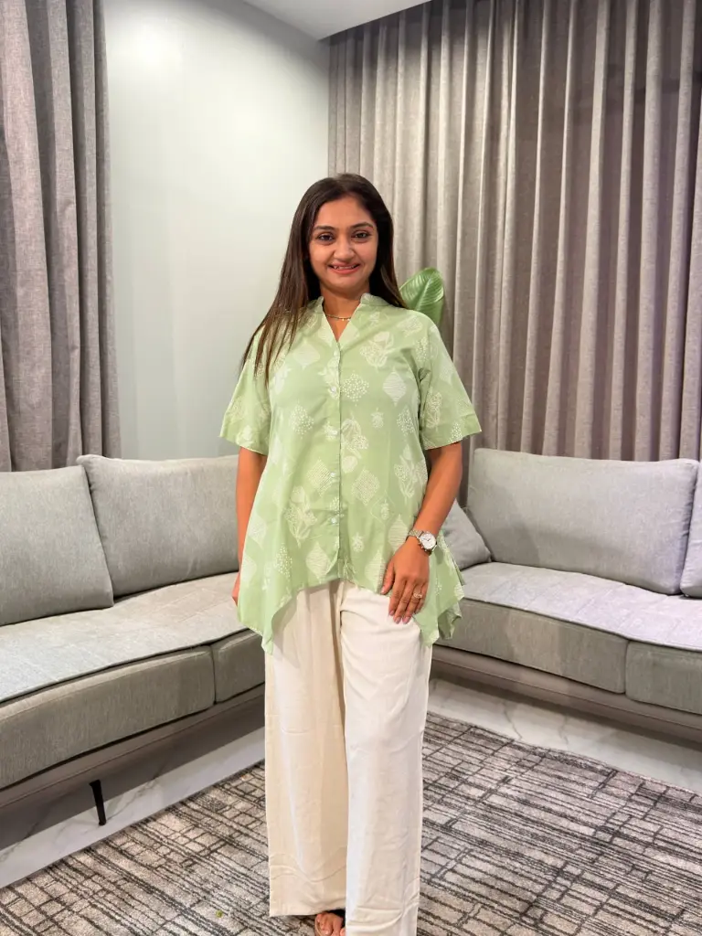 Sage Bloom Pure Cotton Tunic