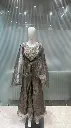 Charcoal Grey Hand-Worked Festive Silk Cape Top Set
