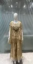 Champagne Gold Hand-Worked Festive Silk Cape Top Set
