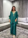 Peacock Teal Dola Silk Handwork Sharara Set