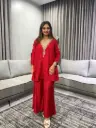Ruby Red Hand-Worked Short Kurta Sharara Set