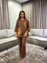 Mocha Brown Tulip Applique Pure Cotton Co-Ord Set