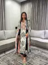 Off-White & Black Heritage Print Natural Crepe Anarkali Set