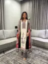 Off-White & Crimson Red Ajrakh Print Natural Crepe Anarkali Set