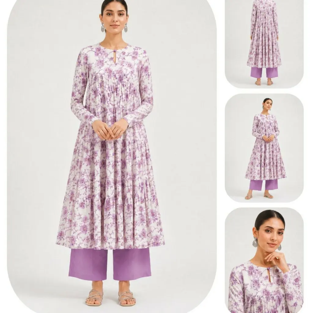 Lavender Bloom Cotton One-Piece Dress