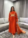 Rust Royale Chanderi Anarkali Set