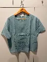 Dusty Sea Green Oriental Sketch Printed Imported Linen Top