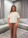 Off-White Schiffli Embroidered Free Size Linen Top