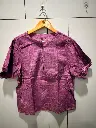 Mauve Purple Floral Threadwork Free Size Linen Top