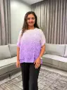 Ombre Lavender Purple Floral Embroidered Free Size Linen Top