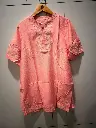 Peach Coral Embroidered Neck Long Linen Tunic Top