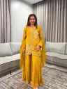 Mustard Royale Pure Chinon Indo-Western Set