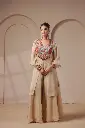 Beige Champagne Shimmer Organza Indo-Western Shrug Palazzo Set