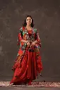 Rust Orange Tropical Floral Print Modal Satin Kaftan Co-Ord Set